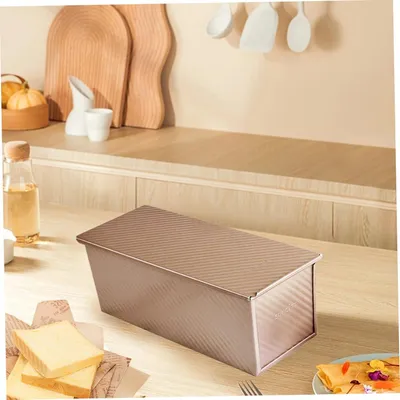Obrázek produktu pro Obdélníková, vroubkovaná forma s víkem, kapacita 1,9 kg těsta, rozměry 34,9 x 13,2 cm, s nepřilnavým povrchem, vhodná pro pečení chleba a toustů, pečicí nádobí