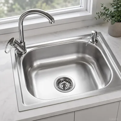 Produktbild von 40 × 50 cm Einbauspüle Edelstahl Komplettset mit Armatur & 500 ml Seifenspender
