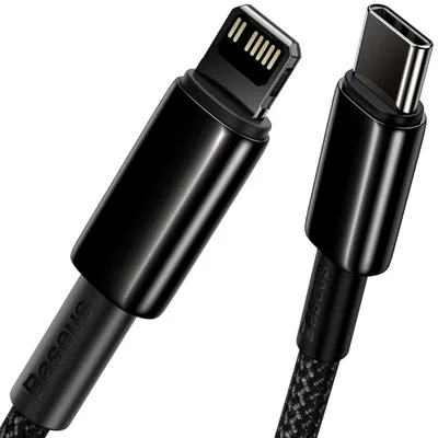 Zdjęcie produktu dla Baseus Tungsten Gold, 1 m, Lightning, USB C, Męska, Męska, Czarny