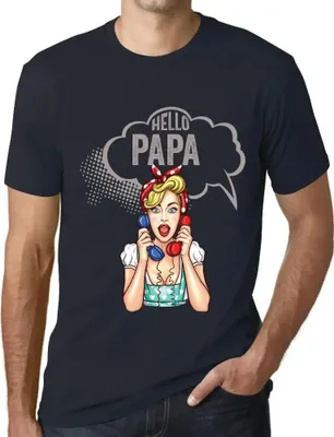 Produktbild von Herren Grafik T-Shirt Hallo Papa – Hello Papa – Öko-Verantwortlich Vintage Jahrgang Kurzarm Lustige Druck Geburtstag Geschenk Mann