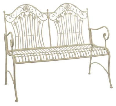 Zdjęcie produktu dla Ławka ogrodowa Moritz 113 cm, metalowa, 2-osobowa, w kolorze antycznej bieli – odporna na warunki atmosferyczne, do ogrodu, na taras, balkon, w stylu rustykalnym