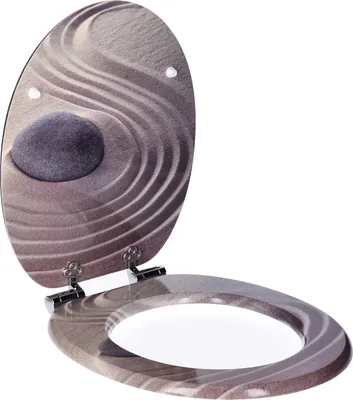 Produktbild von WC-Sitz mit Absenk-Automatik, Soft-Close, Universell passend, MDF Holz-Kern, ovale O-Form, EU-Größe, bis 120 kg
