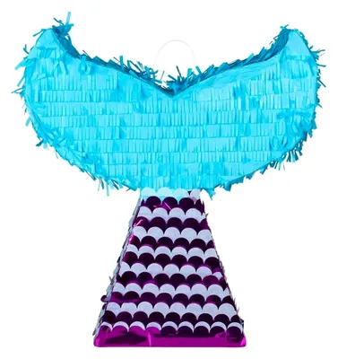 Produktbild von Pinata Meerjungfrauenflosse, Größe 45 x 40 x 9 cm, Nixen-Schwanz, Lila-Türkis, Geburtstag, Dekoration, Party-Spiel, Geschenk