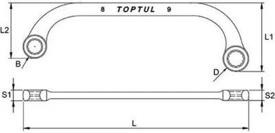Produktbild von TOPTUL Zugringschlüssel SW 19 SW 22 256mm Chrom-Vanadium-Stahl verchromt AAAC1922