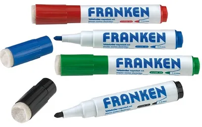 Produktbild von FRANKEN KombiMarker MagWrite - 1 - 3 mm, Rundspitze, 4 Farben sortiert