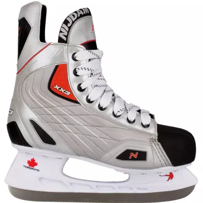Produktbild von Nijdam 3385-ZZR-41, Hockey-Skates, Universal, Unisex, Schwarz, Rot, Silber, Kunststoff, Polyester