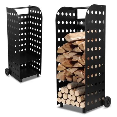 Immagine prodotto di Carrello porta legna da ardere Jopassy Carrello porta legna da ardere con rotelle 112x42x35 cm