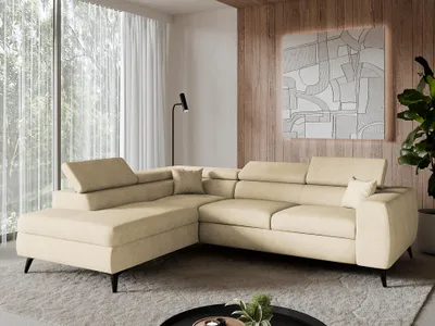 Produktbild von Emlar Ecksofa L-Form Links Bianco - Ecksofa mit schlaffunktion - Moderne Ecksofa - Wohnzimmer Ecksofa - Eckcouch Beige (Monolith 04)