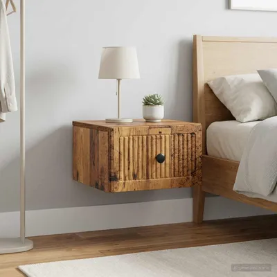 Image de vidaXL Table de chevet murale, lot de 2, bois de récupération, 33 x 34,5 x 20 cm