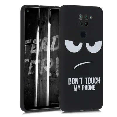 Produktbild von kwmobile Hülle kompatibel mit Xiaomi Redmi Note 9 - Handyhülle Silikon Case - Don't touch my Phone Weiß Schwarz