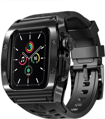 Immagine prodotto di Per Apple Watch Serie 9 8 7 45 / SE 6 5 4 44 Silicone Band Metal Case Cover