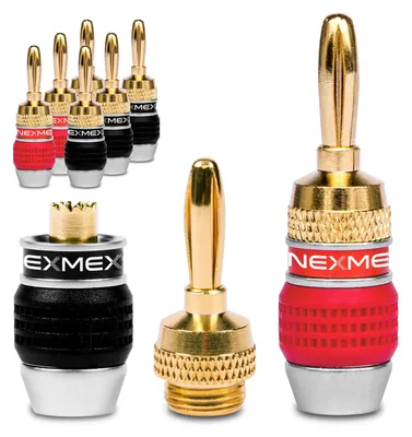 Produktbild von Bananenstecker Vergoldet Steckverbinder 8 Stück Stecker NEXMEX Lautsprecherkabel