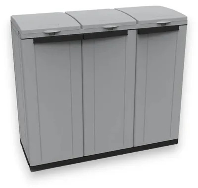 Image de Poubelle armoire à 3 compartiments pour le tri sélectif, avec support pour sacs ECOLINE3