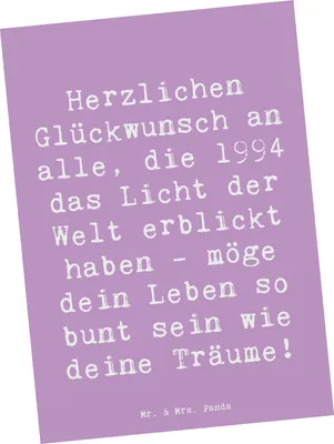 Produktbild von Mr. & Mrs. Panda Fotokarte Spruch 1994 Geburtstag - Lavendeltraum - Geschenk, Glückwunsch, Grußkarte, feiern, Happy Birthday, Erinnerungen, Geburtstagsgeschenk, bildkarte