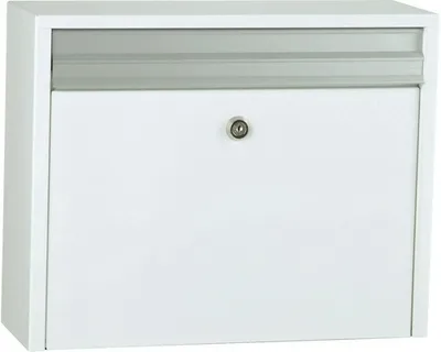 Produktbild von MEFA Briefkasten Stahl pulverbeschichtet BxHxT 397/320/130 mm Minuet 99 Verkehrsweiß RAL 9016 glänzend Entnahme vorne mit Klappe