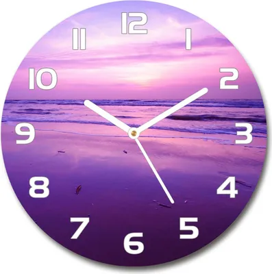 Produktbild von Wanduhr aus Glas 30fi Glasbild Glasuhr Gehärtetes Glas - weisse-zeiger - Sunset sun sea