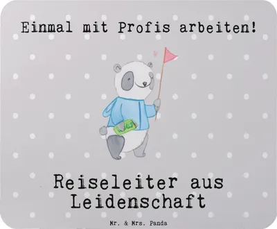 Produktbild von Mr. & Mrs. Panda Mauspad Reiseleiter Leidenschaft - Grau Pastell - Geschenk, laptop mousepad, mousematte, Mouse Pad