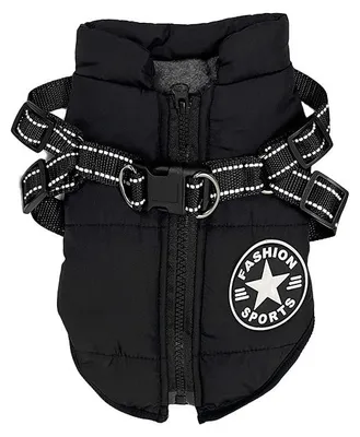 Produktbild von Hundejacke, Winter-Hundejacke, wasserdicht und winddicht, 2-in-1-Set, kleine und mittelgroße Hunde-Winterweste – Schwarz M