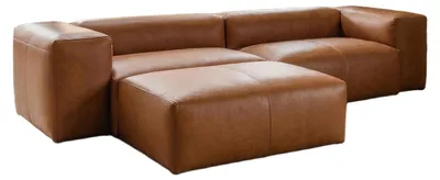 Produktbild von KAWOLA Sofa CELESTE 4-Sitzer mit Hocker Leder cognac