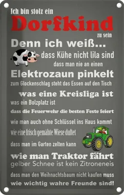 Produktbild von vianmo Blechschild 30x20 cm ich bin stolz Dorfkind zu sein Dekoration Spruch Zitat