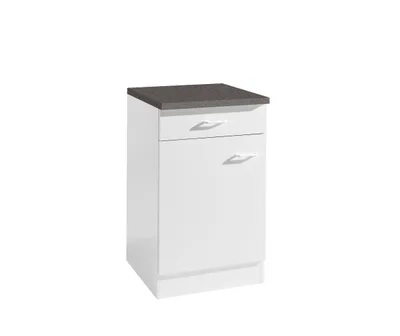 Produktbild von Küchen Unterschrank Start 50 cm breit 60 cm tief in weiß mit 1 Schublade und Arbeitsplatte