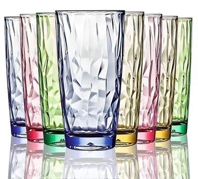 8er-Set unzerbrechliche Kunststoff-Trinkgläser 450 ml, 4 Farben