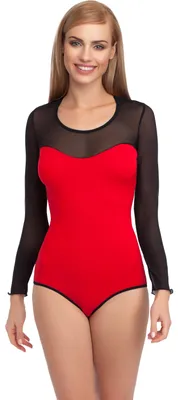 Image de Body à manches longues pour femme Merry Style VBD15 (rouge/noir, taille S)