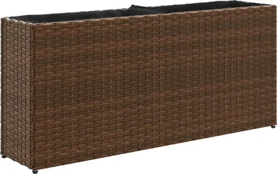 Image de vidaXL Lit surélevé avec 2 compartiments Marron 90x20x40 cm Poly rotin