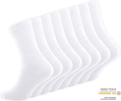 Produktbild von 8 Paar Weiße Damen & Herren Tennissocken Sportsocken Arbeitssocken Baumwollsocken Loafersocken Weiß Größe 43-46