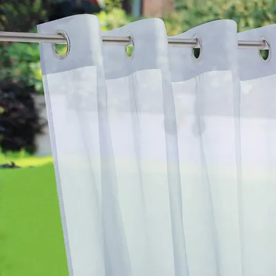 Produktbild von 2er-Set Transparent Gardinen, vorhänge mit ösen, Outdoor Garten vorhang Wasserabweisend, voile gardine, Farbe: Weiß, Größe: 132 x 241 cm