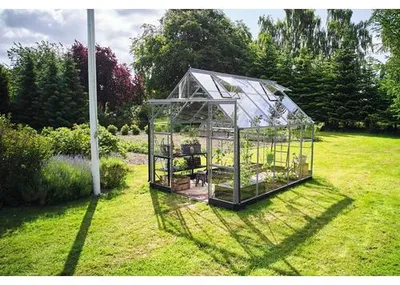 Produktbild von Gewächshaus Halls Icon 8 8,1 m² Blankglas 3 mm 254,7 x 316,9 cm aluminium