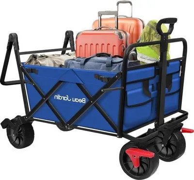 Produktbild von Famanu Faltbarer Festivalwagen mit Bremse - Strandwagen auf Rädern - 220 kg Tragkraft - All-Terrain Transportwagen