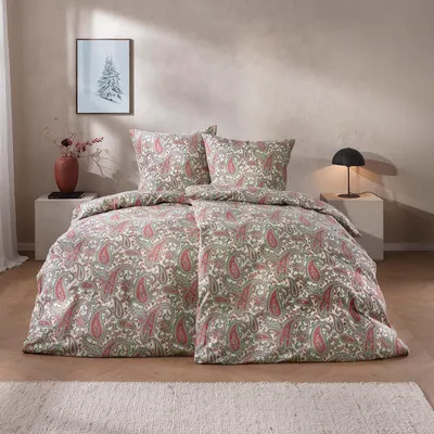 Produktbild von Estella Feinflanell Bettwäsche Lagundo leinen 155x220 cm + 80x80 cm