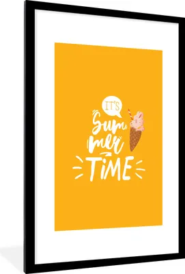Produktbild von MuchoWow® Gerahmtes Poster Gelb - Eiscreme - Rosa 60x90 cm - Poster mit Schwarzem Bilderrahmen Wandposter Rahmen Foto Bilder - Dekoration - Wandposter Wohnzimmer - Hochwertig