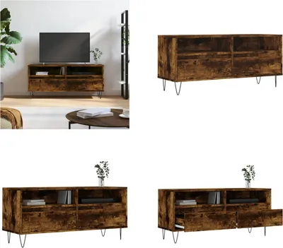 Immagine prodotto di vidaXL mobile TV in rovere fumé 100x34,5x44,5 cm materiale in legno - mobile TV - mobile TV - supporto TV - pannello TV