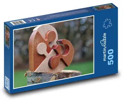 Produktbild von Puzzle 500 Holzherz mit Rätsel - martinpuzzle