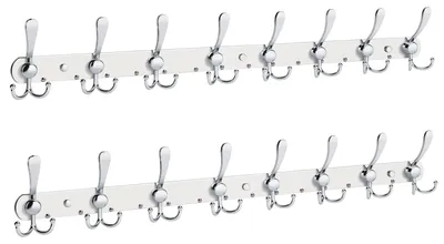 Produktbild von Set aus 2 Edelstahl Wandgarderoben mit 24 Haken - Silber
