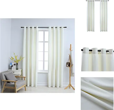 Image de vidaXL Rideaux occultants avec œillets 2 pcs. velours crème 140x245 cm - Rideaux & voilages