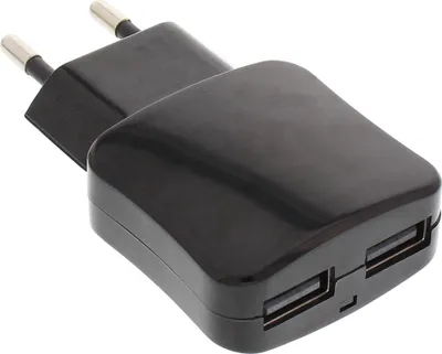 Produktbild von InLine® USB DUO+ Ladeset, Stromadapter m. 2m Kabel, 100-240V zu 5V/2.1A, schwarz