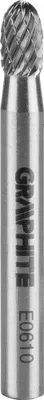 Produktbild von GRAPHITE HM Metallfräser, oval, Typ E, Schaft 6 x 45 mm, für Schleifmaschine, für Aluminium, Kunststoff