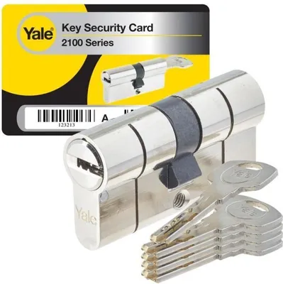 Obrázok produktu pre Bezpečnostný cylindrický zámok Yale série 2100, otočný kľúč, 30 x 40 mm, niklovaný, odolný proti vyháčkovaniu, vŕtaniu a nárazom, 5 kľúčov