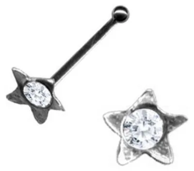Produktbild von Nasenstecker Stern: Nasenpiercing Silber 925 Weiß