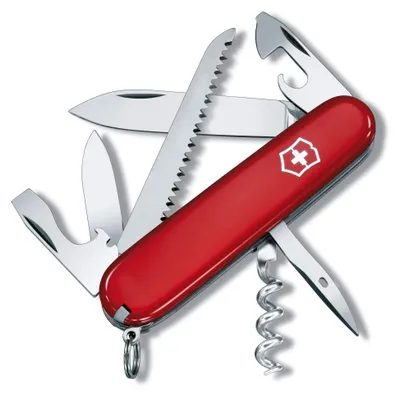 Produktbild von Victorinox Schweizer Taschenmesser, Camper, Swiss Army Knife, Multitool, 13 Funktionen, Klinge, Korkenzieher, Dosenöffner, Rot, Faltschachtel
