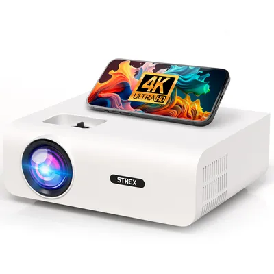 Produktbild von Strex Beamer - 1080P Full HD - 15000 Lumen - Drahtloses Streaming - WiFi - Bluetooth - Mini Beamer - Projektor