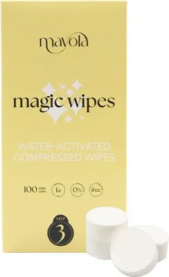 Zdjęcie produktu dla Chusteczki w tabletkach skompresowane 24x22 cm 100 szt MAYOLA MAGIC WIPES