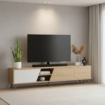Immagine prodotto di Male - Mobile Porta tv, 180x36x48h cm Marrone Quercia, un Ripiano
