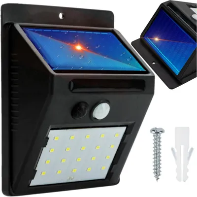 Zdjęcie produktu dla Lampa Solarna Led Czujniki Ruchu I Zmierzchu Zewnętrzna Ogrodowa 20 Led