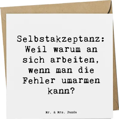 Produktbild von Mr. & Mrs. Panda Grußkarte Spruch Selbstakzeptanz Umarmen - Weiß - Geschenk, Klappkarte, Stimmung, Selbstverwirklichung, Motivation, faltkarte, Zitat, Selbstwert