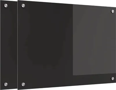 Immagine prodotto di vidaXL Pannello da cucina, 2 pezzi, nero, 70 x 50 cm, vetro temperato