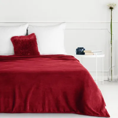 Zdjęcie produktu dla Koc SIMPLE1 150x200 bordowy miękki gładki flano elegancki